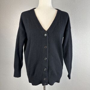Madewell Womens V-Neck Button Up Relaxed Cardigan Size S Black Merino Wool